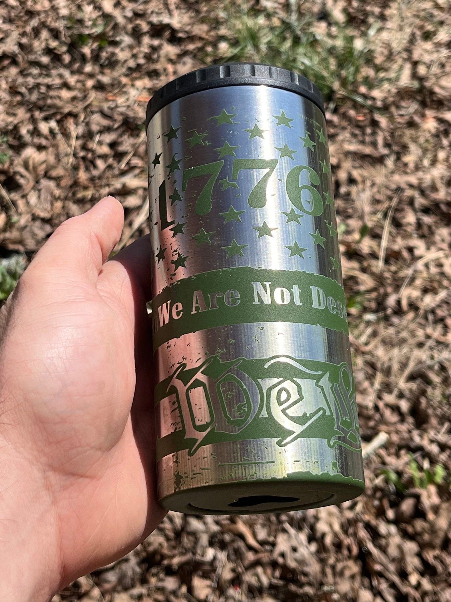 4-in-1 Can Cooler Tumbler with Bottle Opener – Laser Engraved Eagle Design – Insulated Beer & Beverage Holder