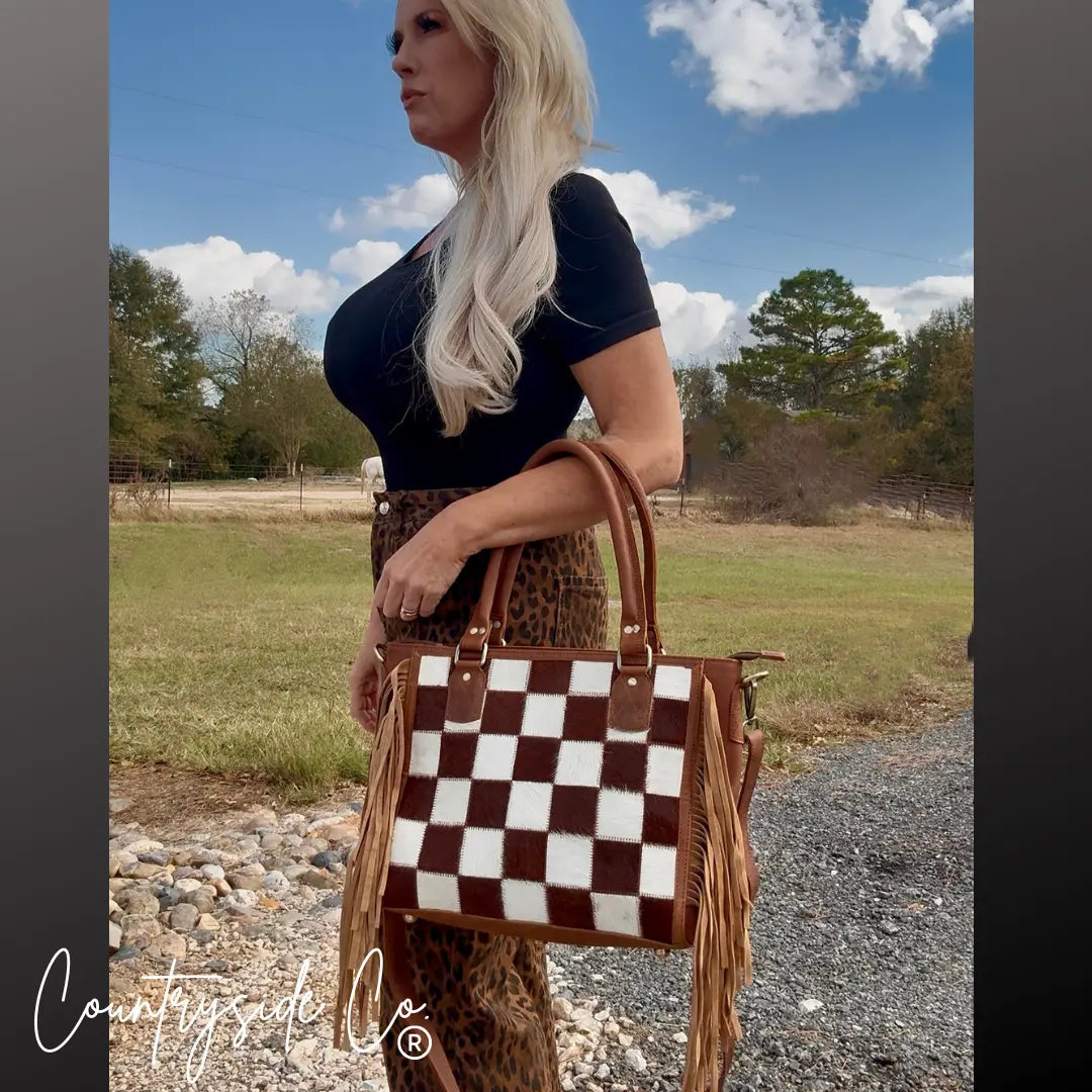 Canyon Check Cowhide Concealed Carry Purse Countryside Co.