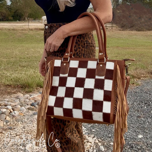 Canyon Check Cowhide Concealed Carry Purse Countryside Co.
