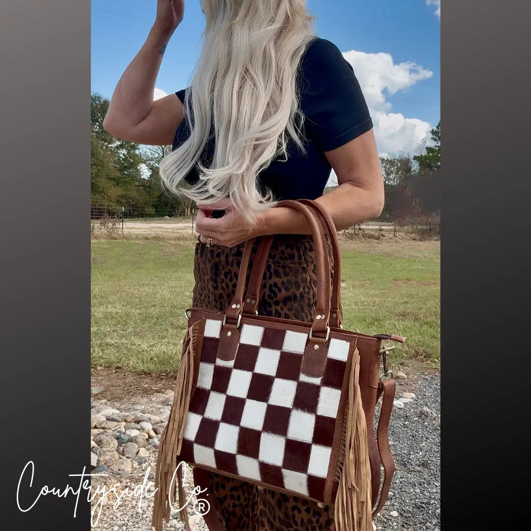 Canyon Check Cowhide Concealed Carry Purse Countryside Co.