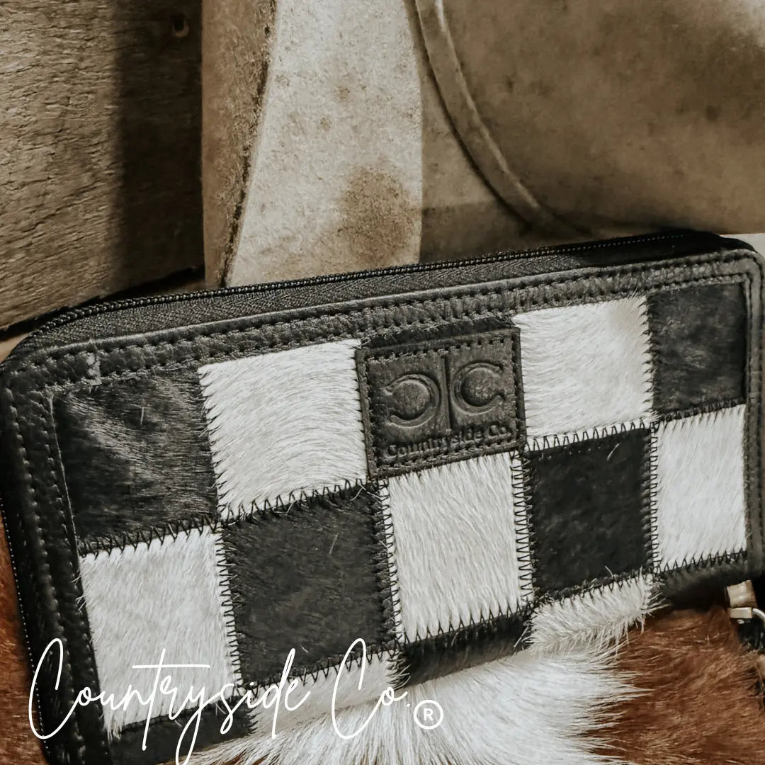 Stockyard Checkered Cowhide Wallet Countryside Co.