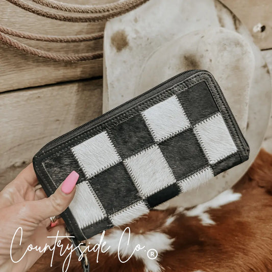 Stockyard Checkered Cowhide Wallet Countryside Co.
