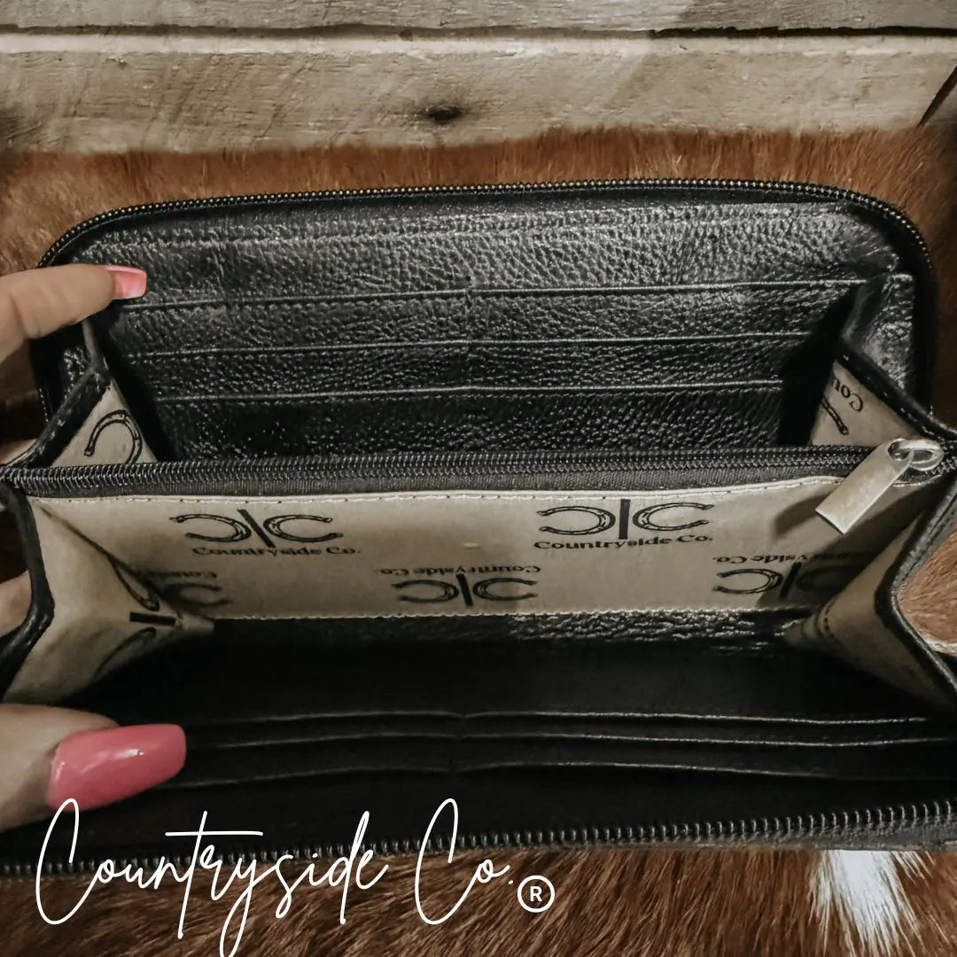 Stockyard Checkered Cowhide Wallet Countryside Co.