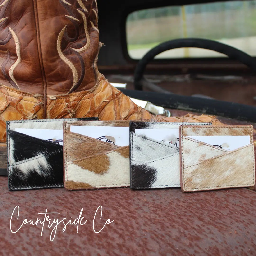 Mocha Cream Cowhide Credit Card Holder Countryside Co.