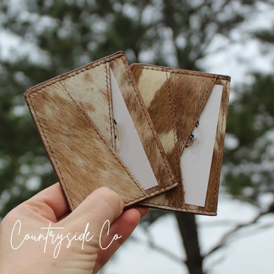 Mocha Cream Cowhide Credit Card Holder Countryside Co.