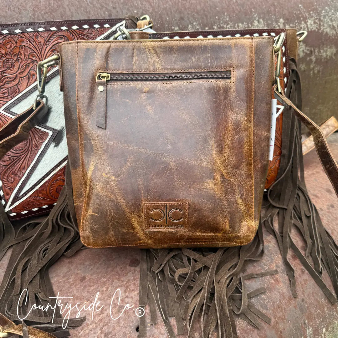 Bronco Bolt Tooled Leather Handbag Countryside Co.