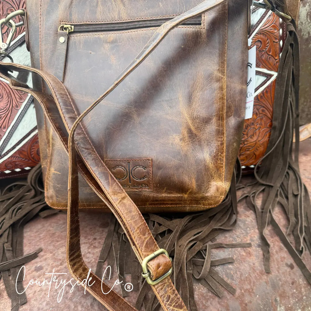 Bronco Bolt Tooled Leather Handbag Countryside Co.
