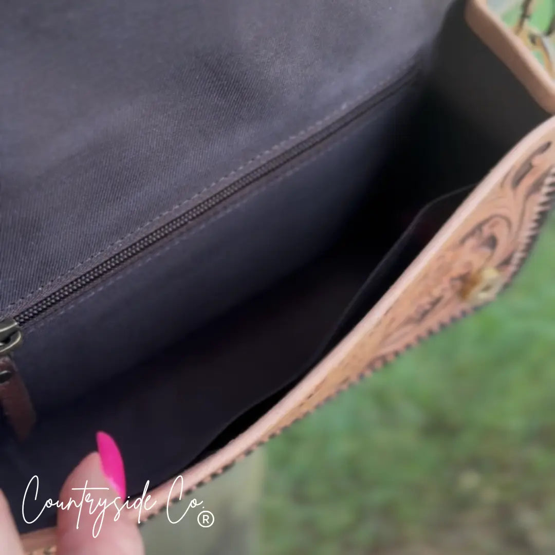 Countryside Charm Tooled Leather Clutch, Purse Countryside Co.