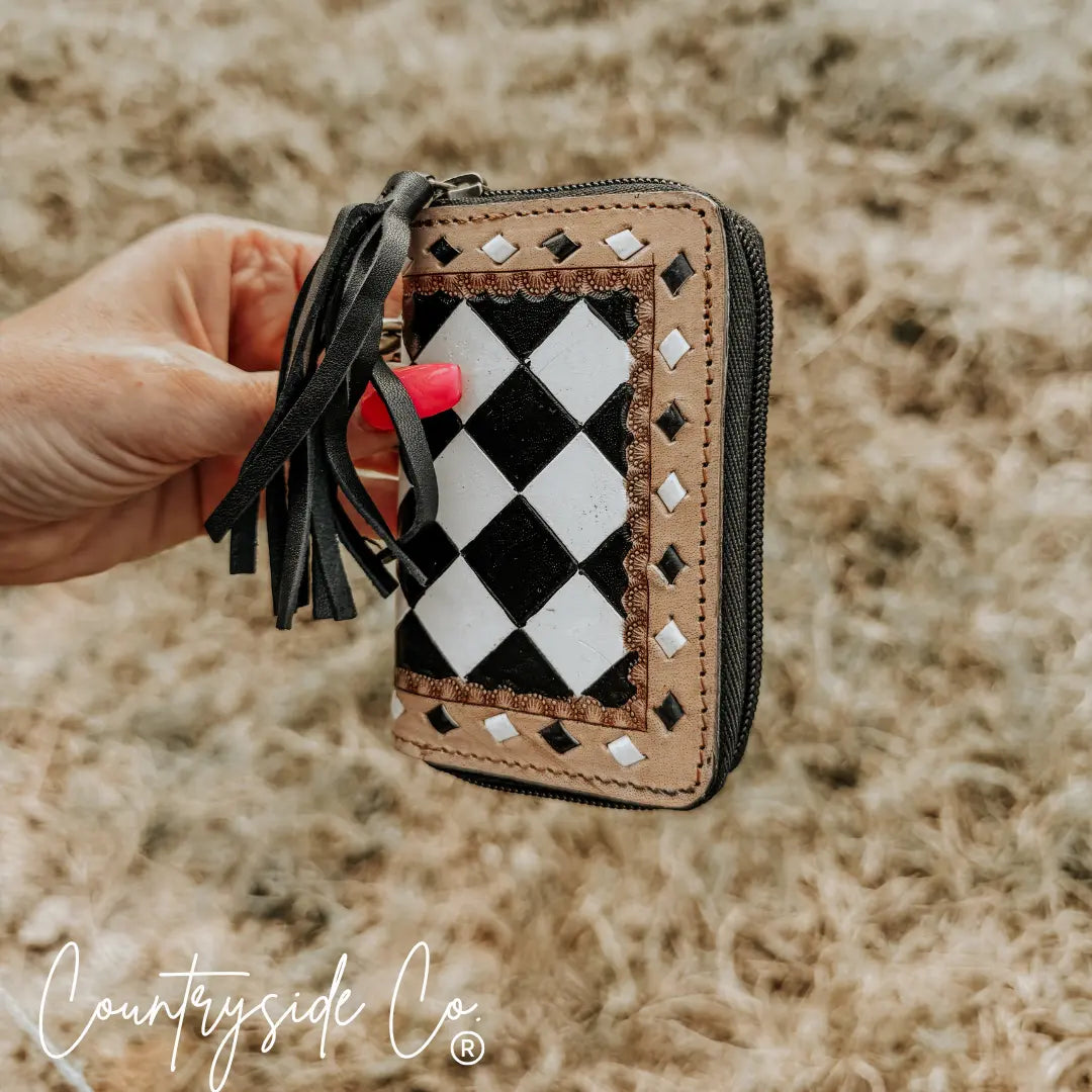 The Sidekick Checkered Mini Wallet Keychain Countryside Co.