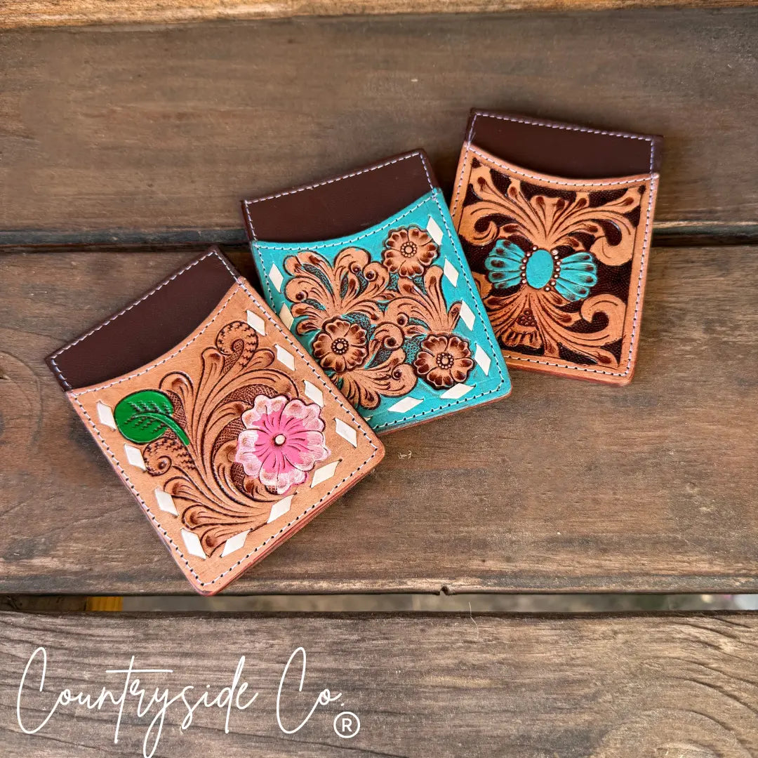 Tooled Leather Credit Card Holder Countryside Co.
