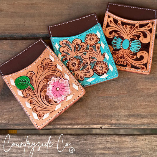 Tooled Leather Credit Card Holder Countryside Co.