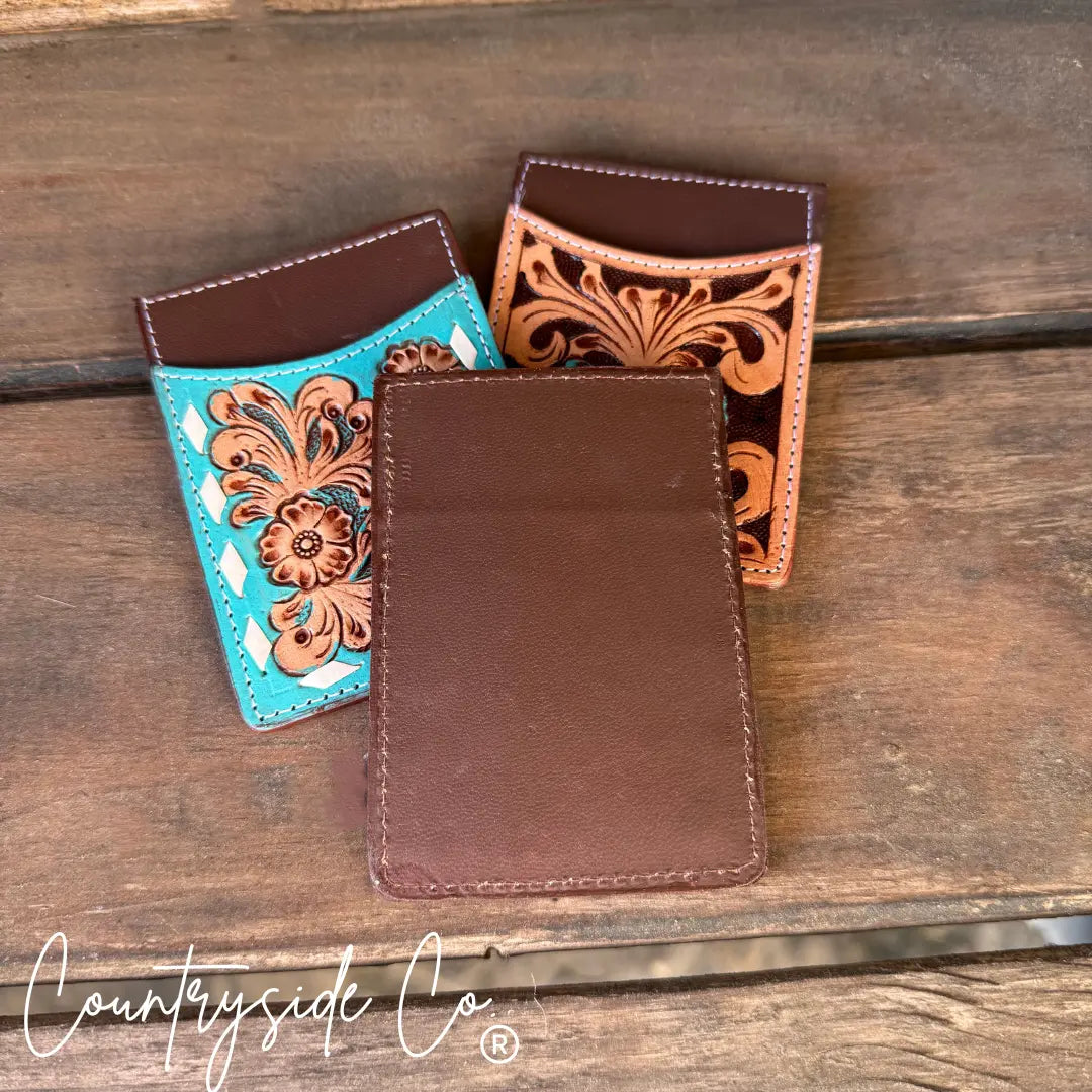 Tooled Leather Credit Card Holder Countryside Co.