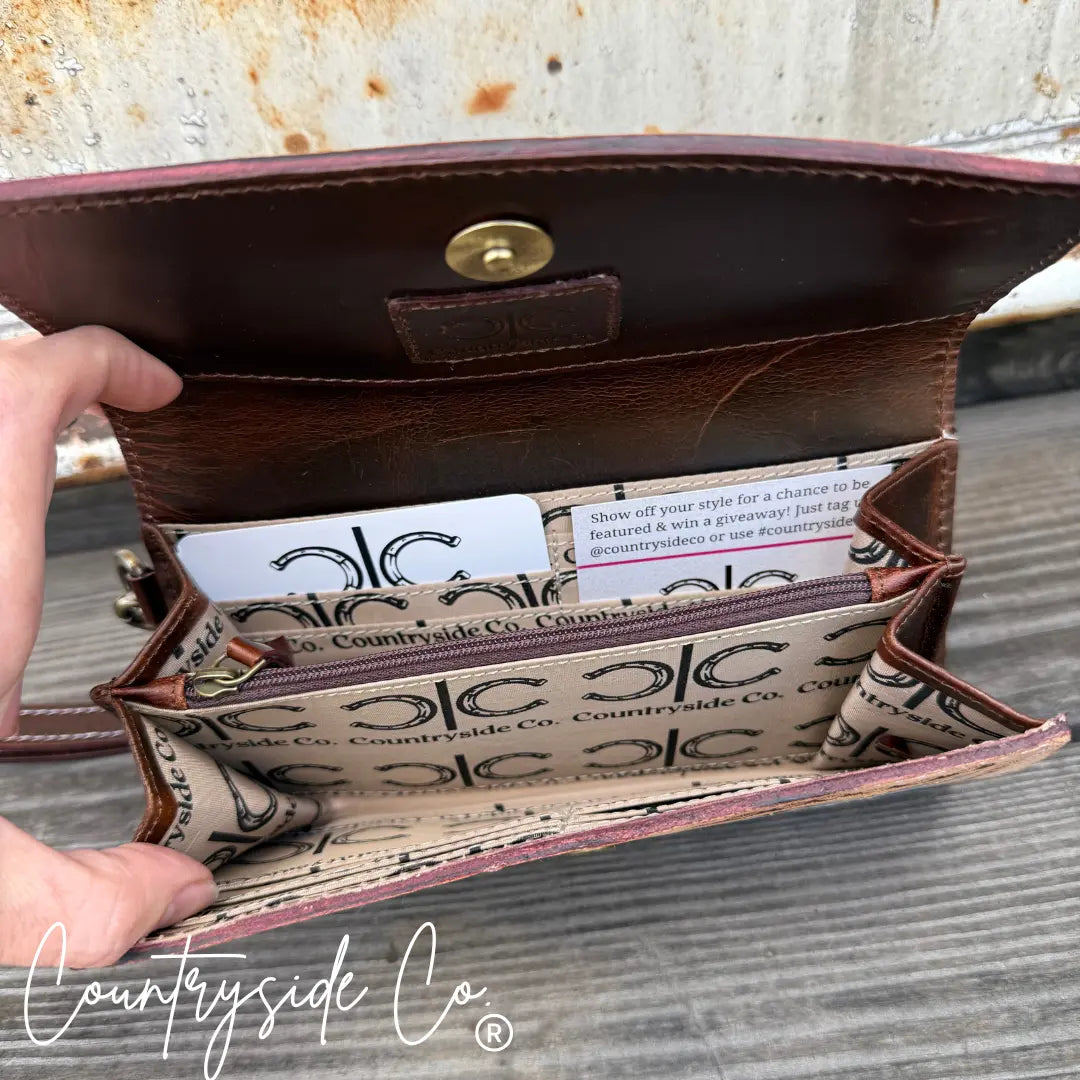 Zadie Checkered Tooled Leather Wallet Countryside Co.