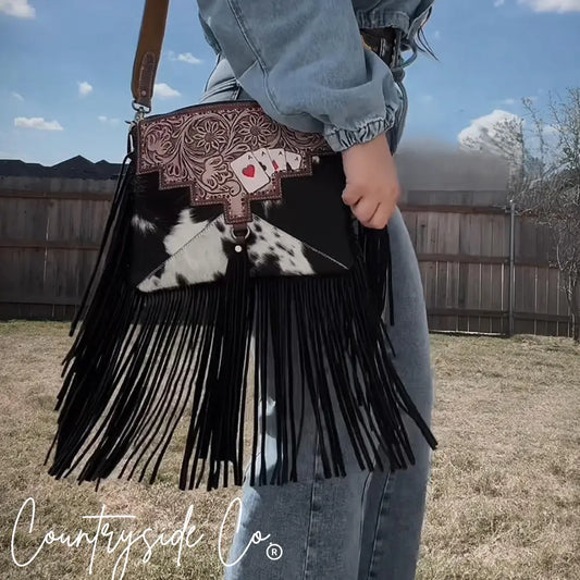 The Gambler Cowhide Fringe Purse Countryside Co.