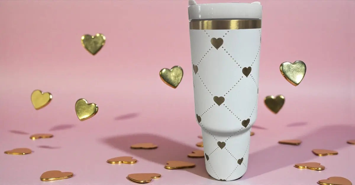 White & Gold Laser Engraved 40oz Tumbler Handmadeohio