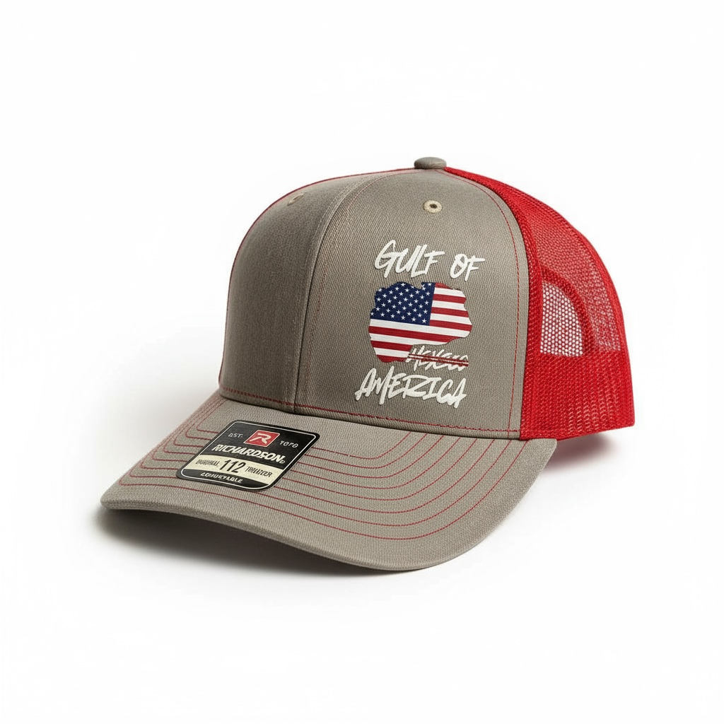 Gulf of America Richardson 112 Trucker Hat – Patriotic USA Flag Mesh Back Cap