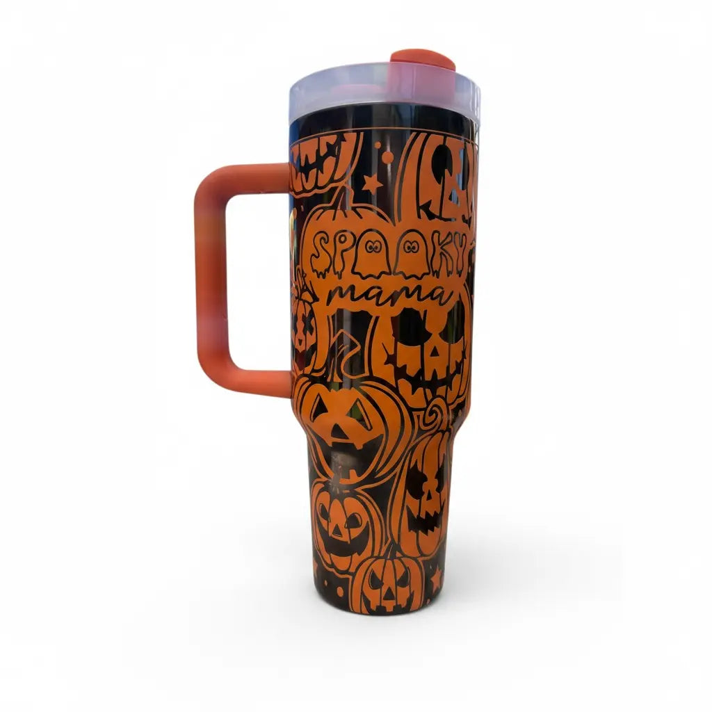 Spooky Mama 40oz Halloween Tumbler with Handle Handmadeohio