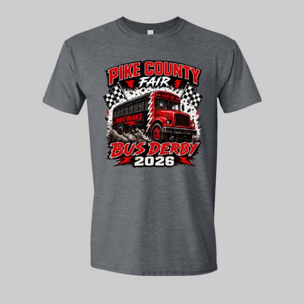 Pike County Fair Bus Derby 2026 T-Shirt | Redstreaks Bus Derby Tee