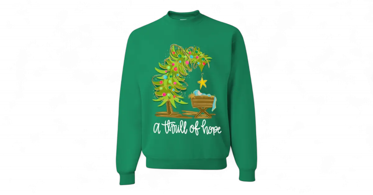 A Thrill of Hope Christmas Shirt – Faith-Based Holiday crew neck in Multiple Colors Handmadeohio