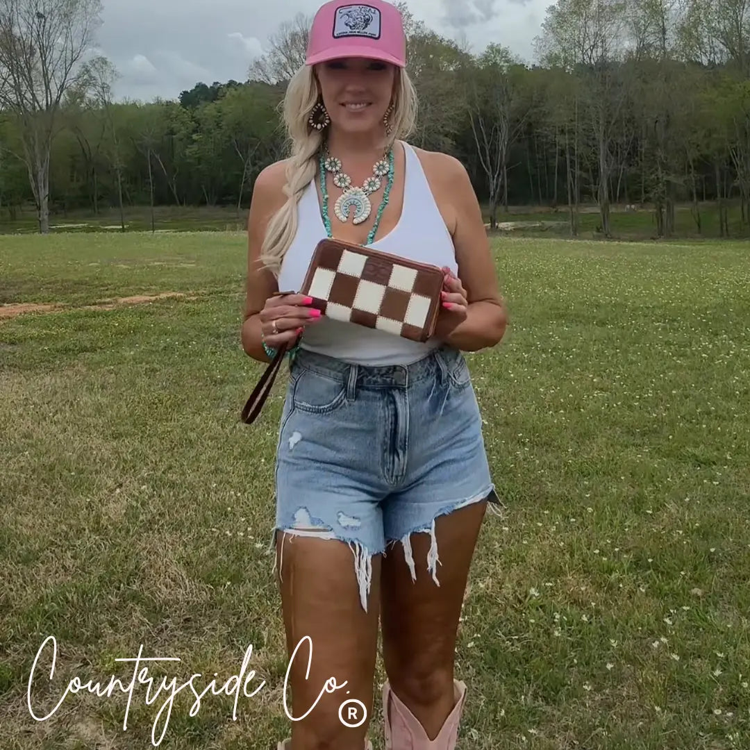 Stockdale Checkered Cowhide Wallet Countryside Co.