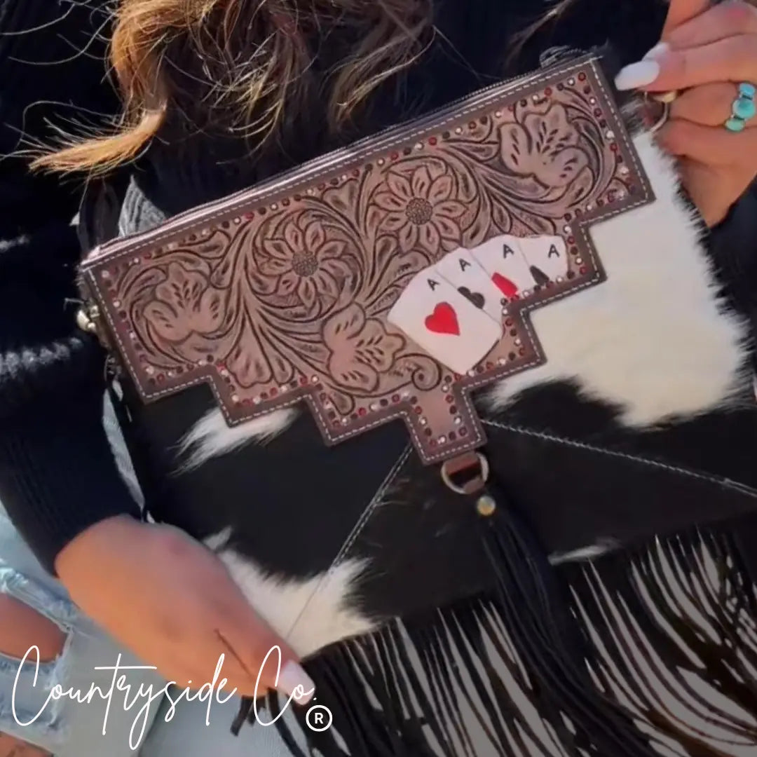 The Gambler Cowhide Fringe Purse Countryside Co.