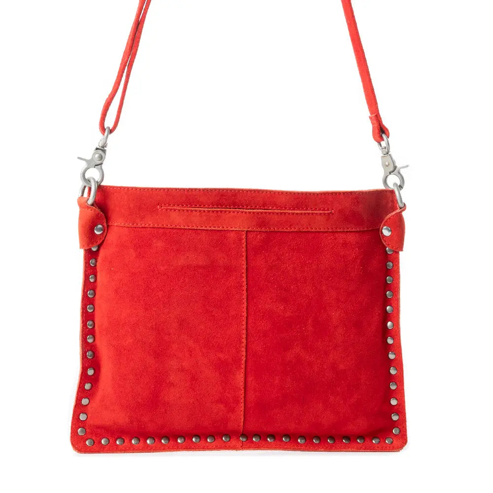 Myra Texas Rose Embroidered Leather Sling Bag for Women â€“ Suede Finish with Silver Studded Detail Myra USA