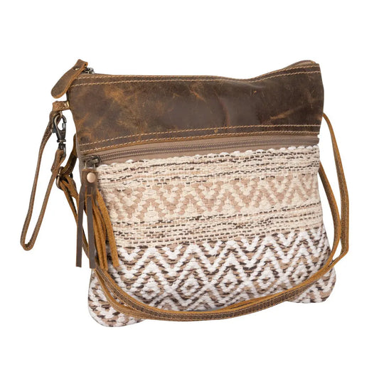 Myra Contentent Aztec Sling Bag for Women – Patterned Canvas, Brown Leather Trim, Crossbody for Everyday Western Look Myra USA