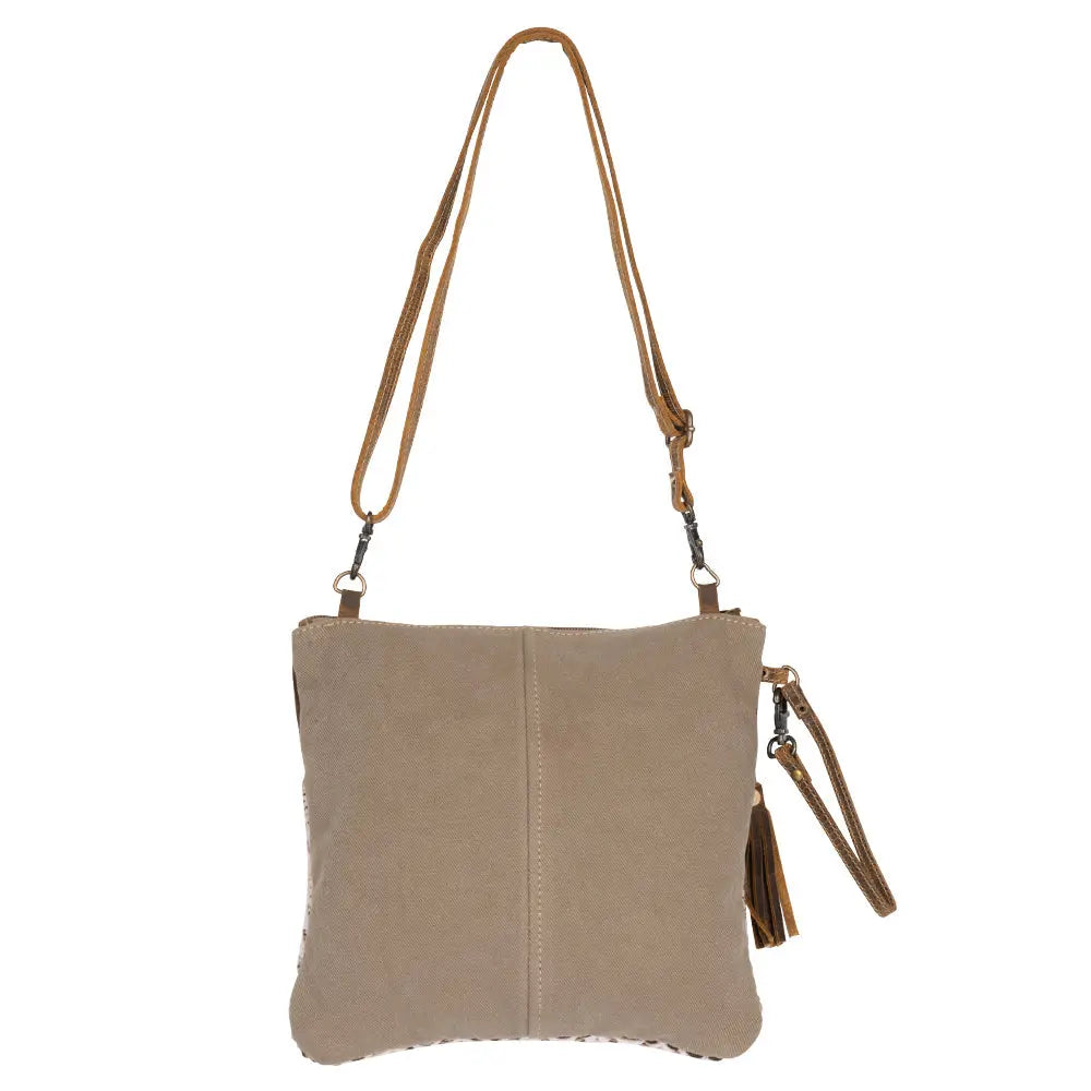 Myra Contentent Aztec Sling Bag for Women – Patterned Canvas, Brown Leather Trim, Crossbody for Everyday Western Look Myra USA