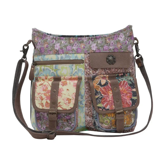 Myra Le Fleur Bel Cowgirl Shoulder Bag - Multi-Floral Print Crossbody with Leather Straps for Everyday Western Flair Myra USA