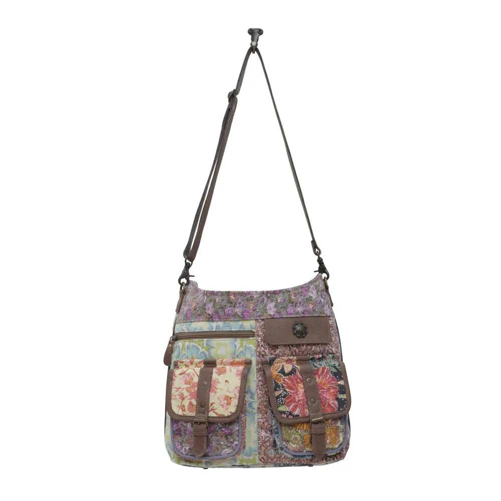 Myra Le Fleur Bel Cowgirl Shoulder Bag - Multi-Floral Print Crossbody with Leather Straps for Everyday Western Flair Myra USA