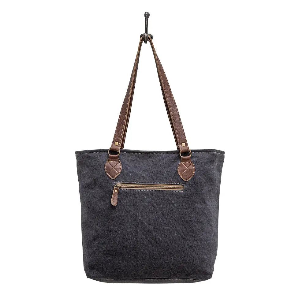 Myra Polos Aztec Canvas Tote for Women â€“ Tribal Print Body with Dual Leather Handles for Everyday Western Style Myra USA