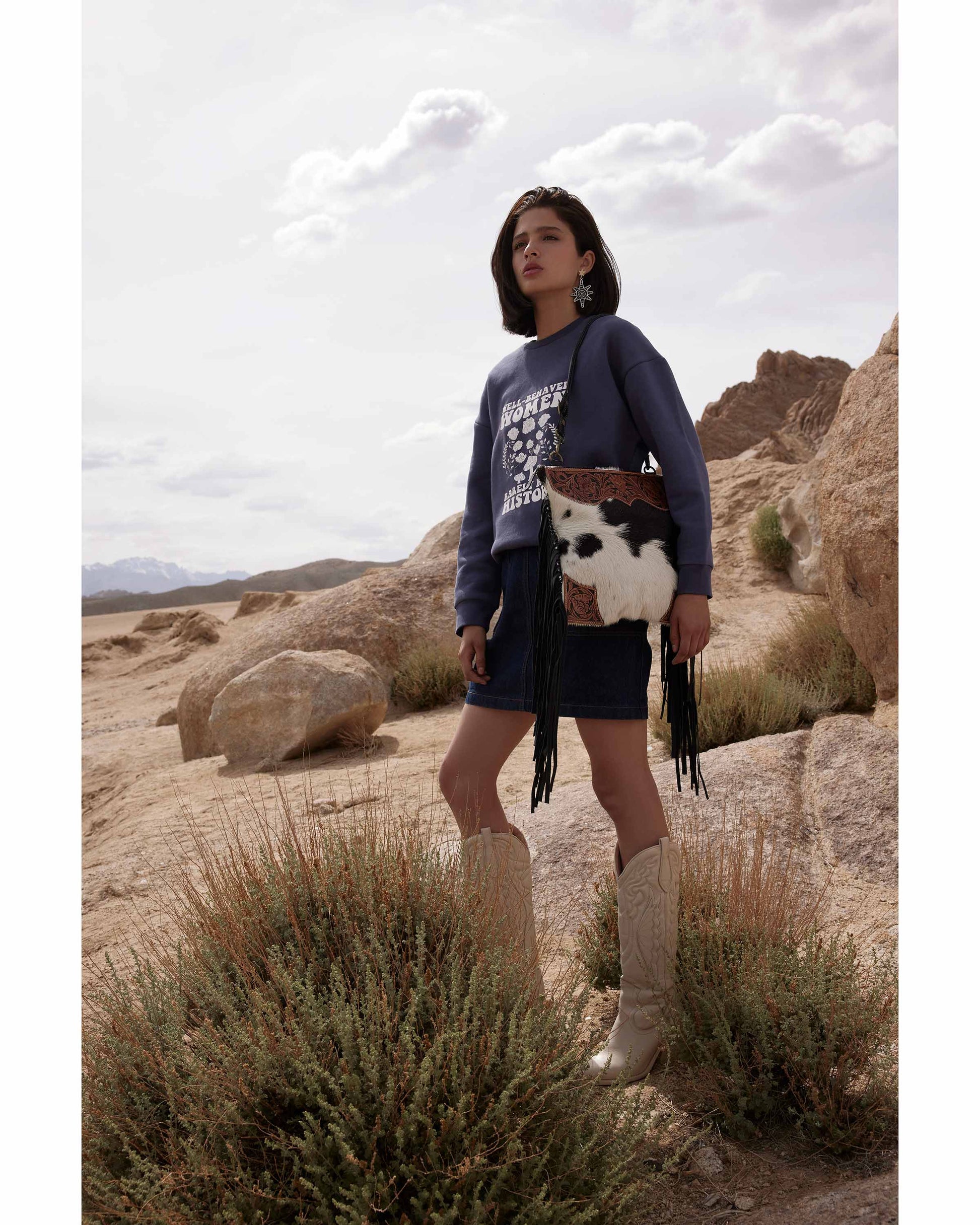 Tumbleweed Trail Fringed Hand-Tooled Bag Myra USA