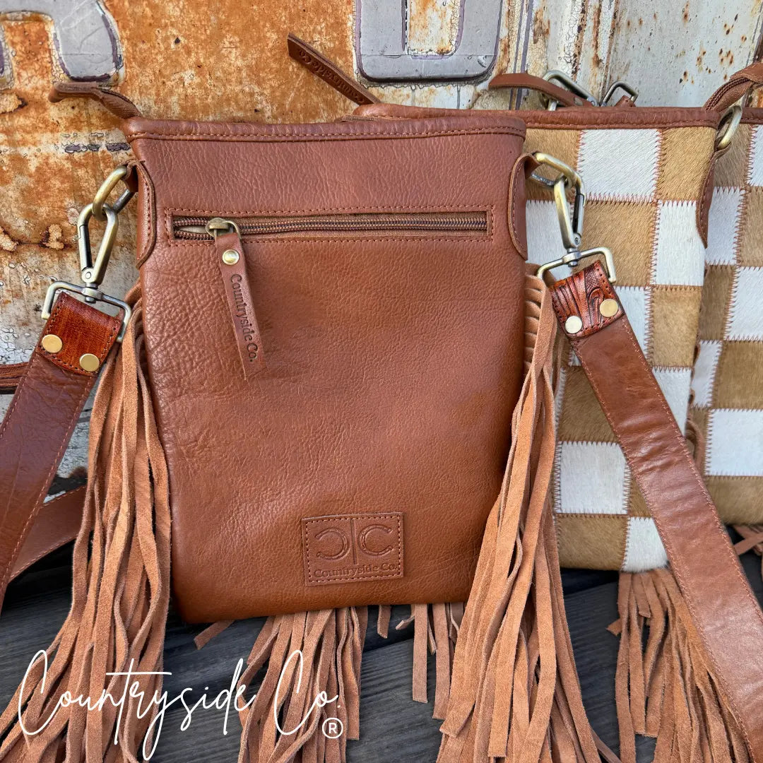 Stockdale Checkered Cowhide Fringe Purse Countryside Co.