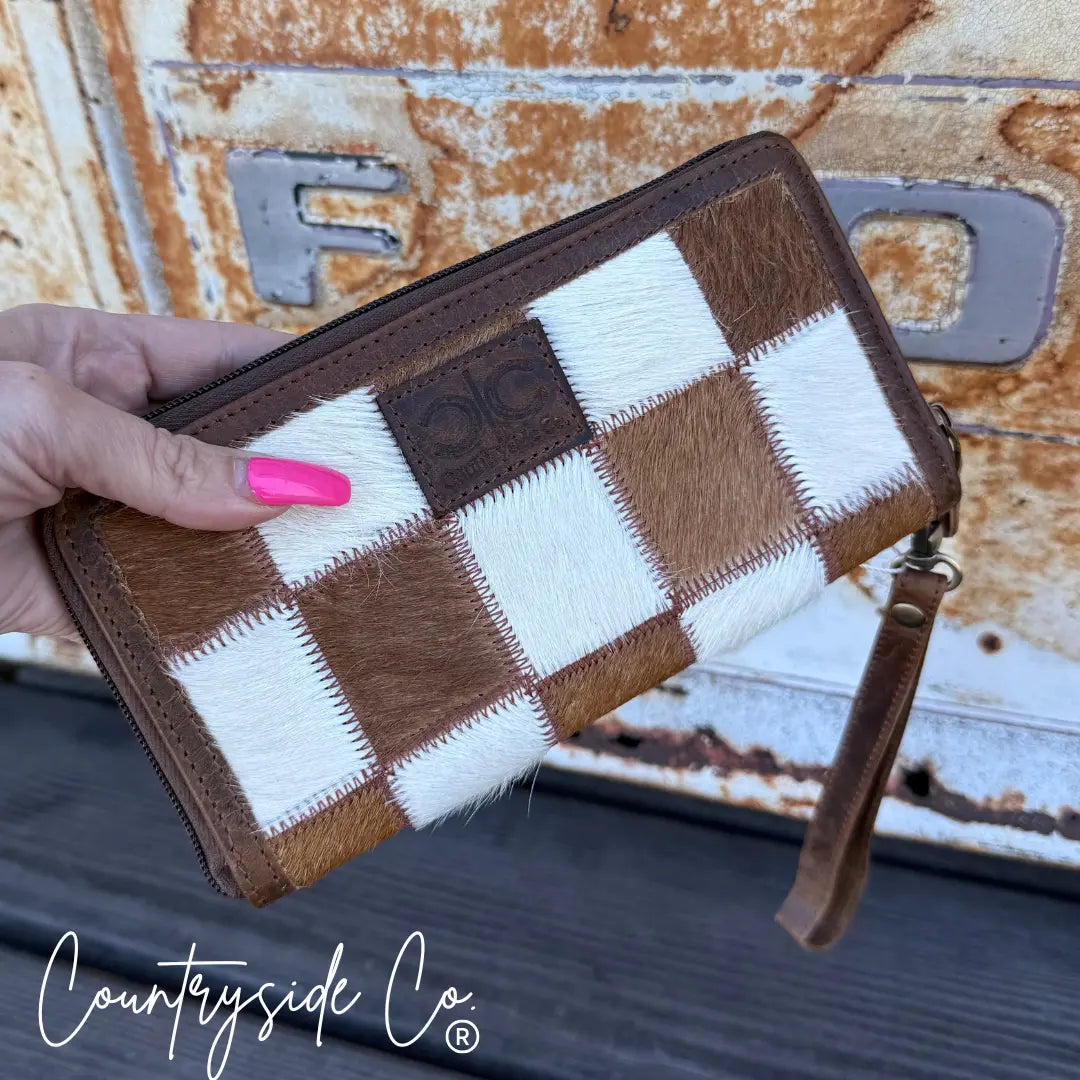 Stockdale Checkered Cowhide Wallet Countryside Co.