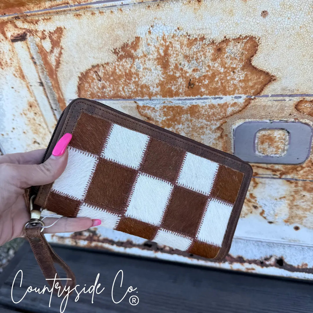 Stockdale Checkered Cowhide Wallet Countryside Co.