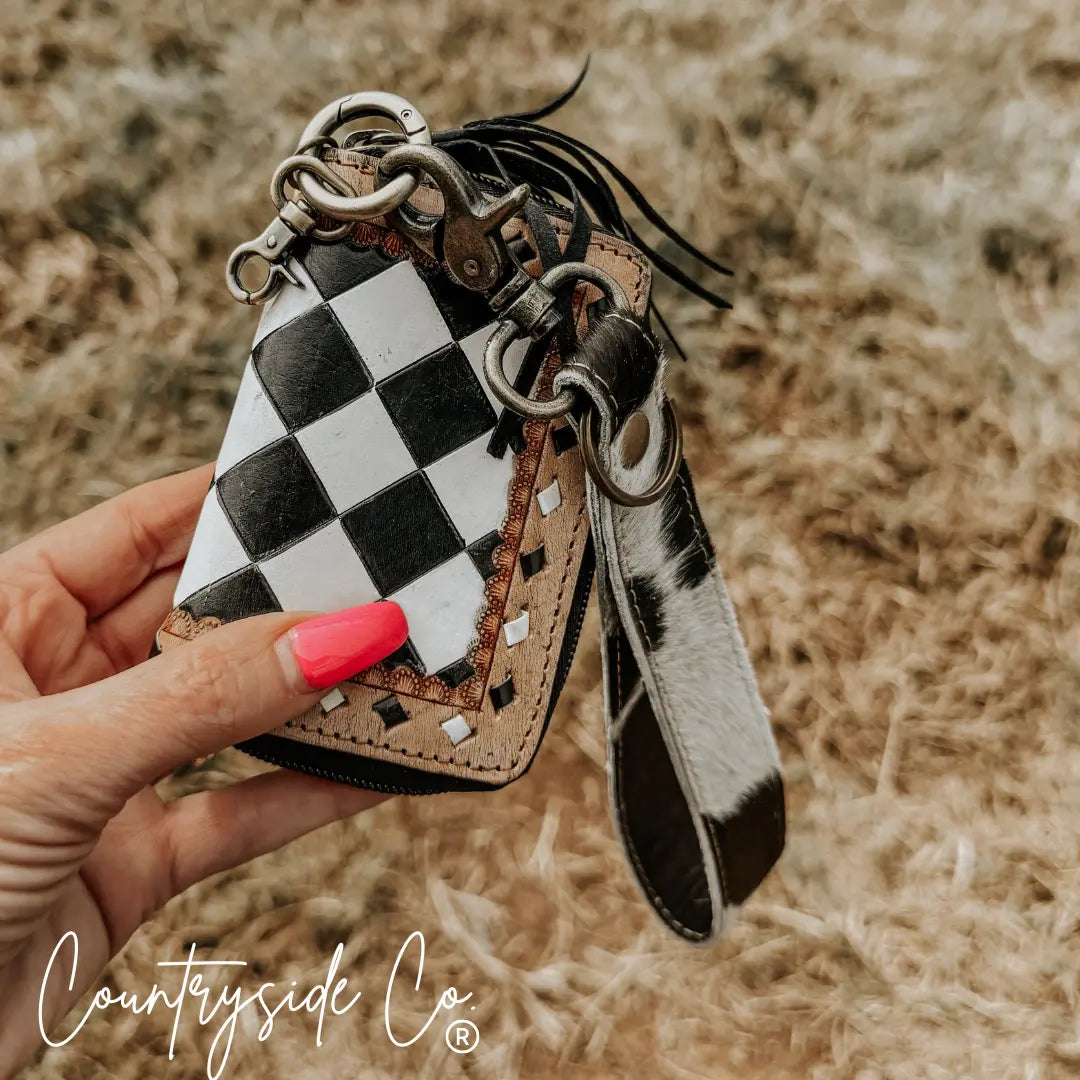 The Sidekick Checkered Mini Wallet Keychain Countryside Co.