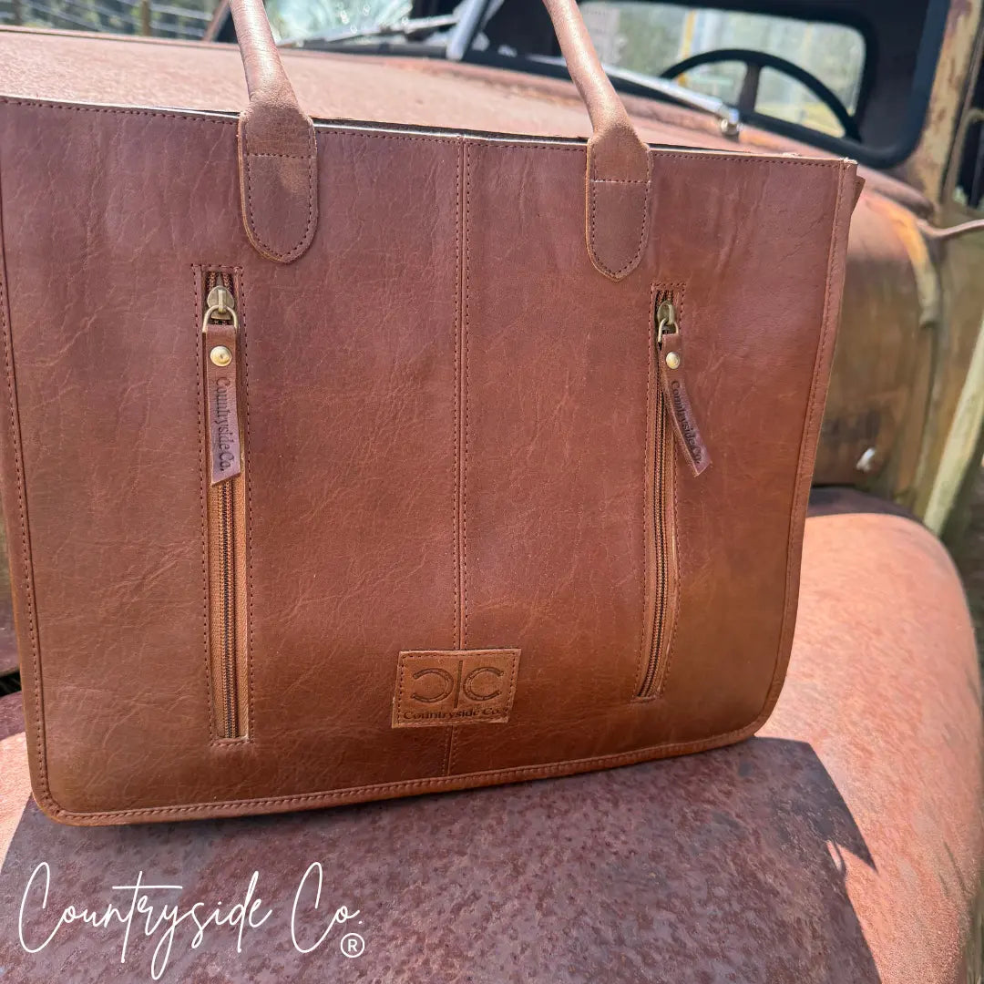 Virginia Cowhide Checkered Concealed Carry Tote Handbag Countryside Co.