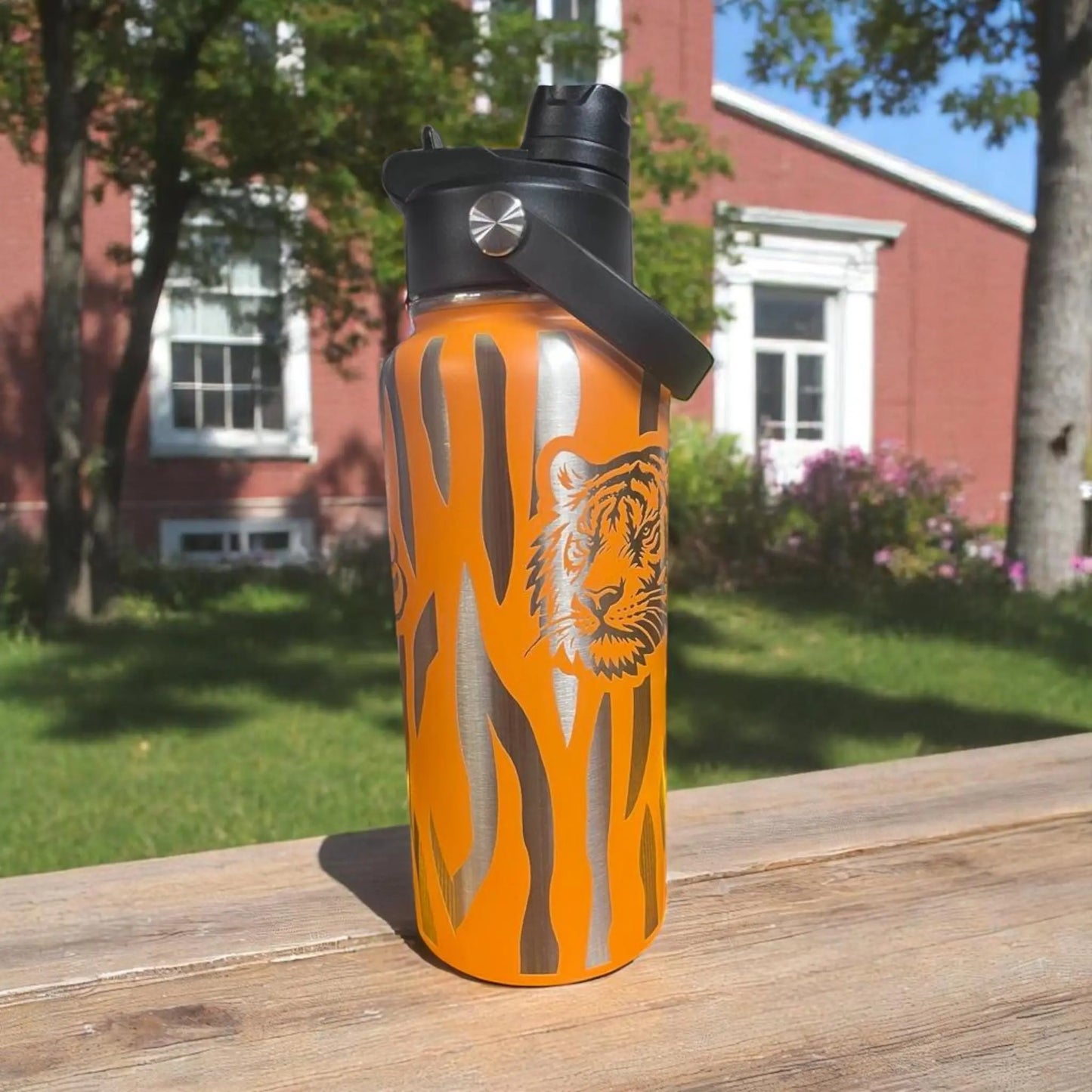 Tiger Pride Orange Water Jug: 32oz Sports Hydration Flask Handmadeohio