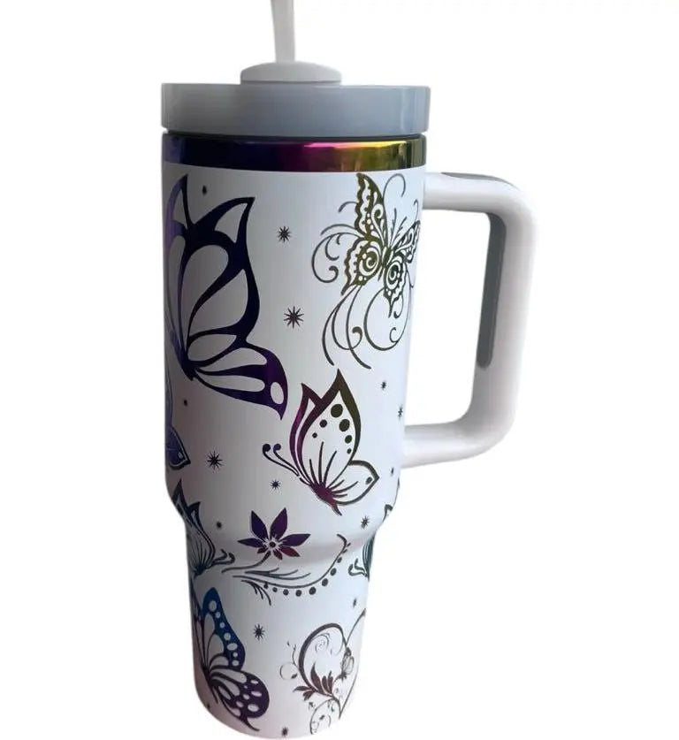 Butterfly Tumbler: Laser-Engraved 40oz Insulated Stainless Steel Handmadeohio