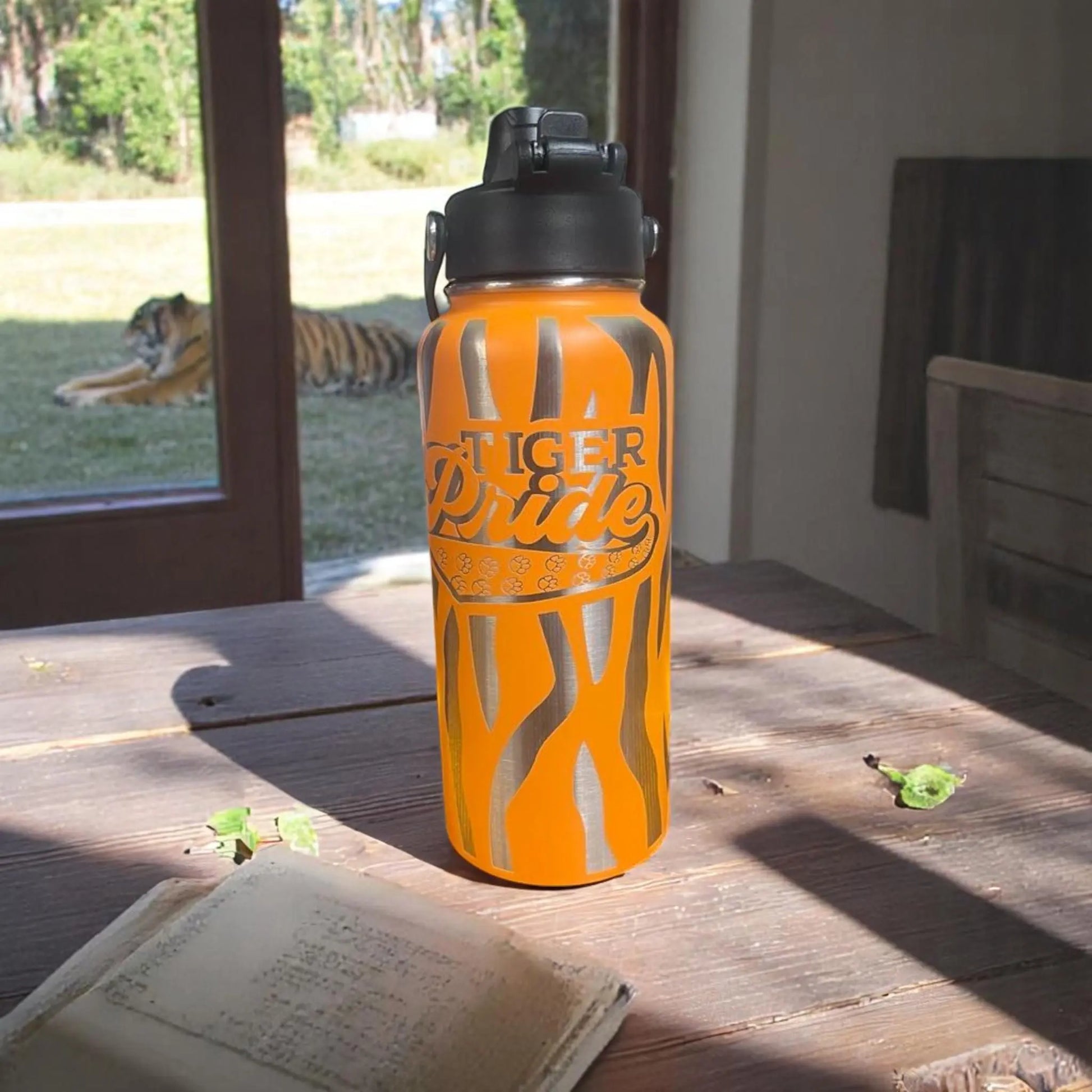 Tiger Pride Orange Water Jug: 32oz Sports Hydration Flask Handmadeohio