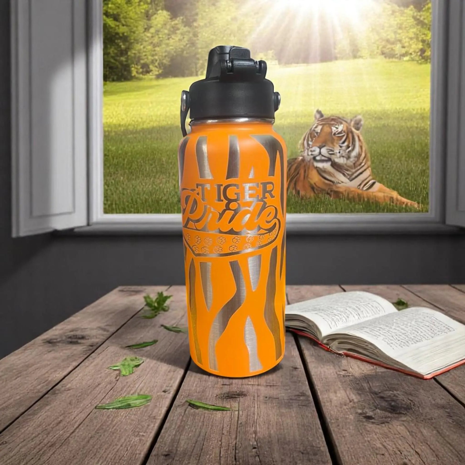 Tiger Pride Orange Water Jug: 32oz Sports Hydration Flask Handmadeohio