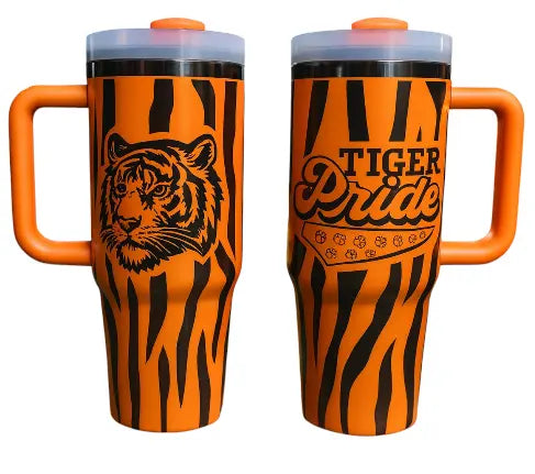 40oz Tiger Pride Tumbler – Bold Design • Huge Capacity • Ultimate School Spirit Handmadeohio