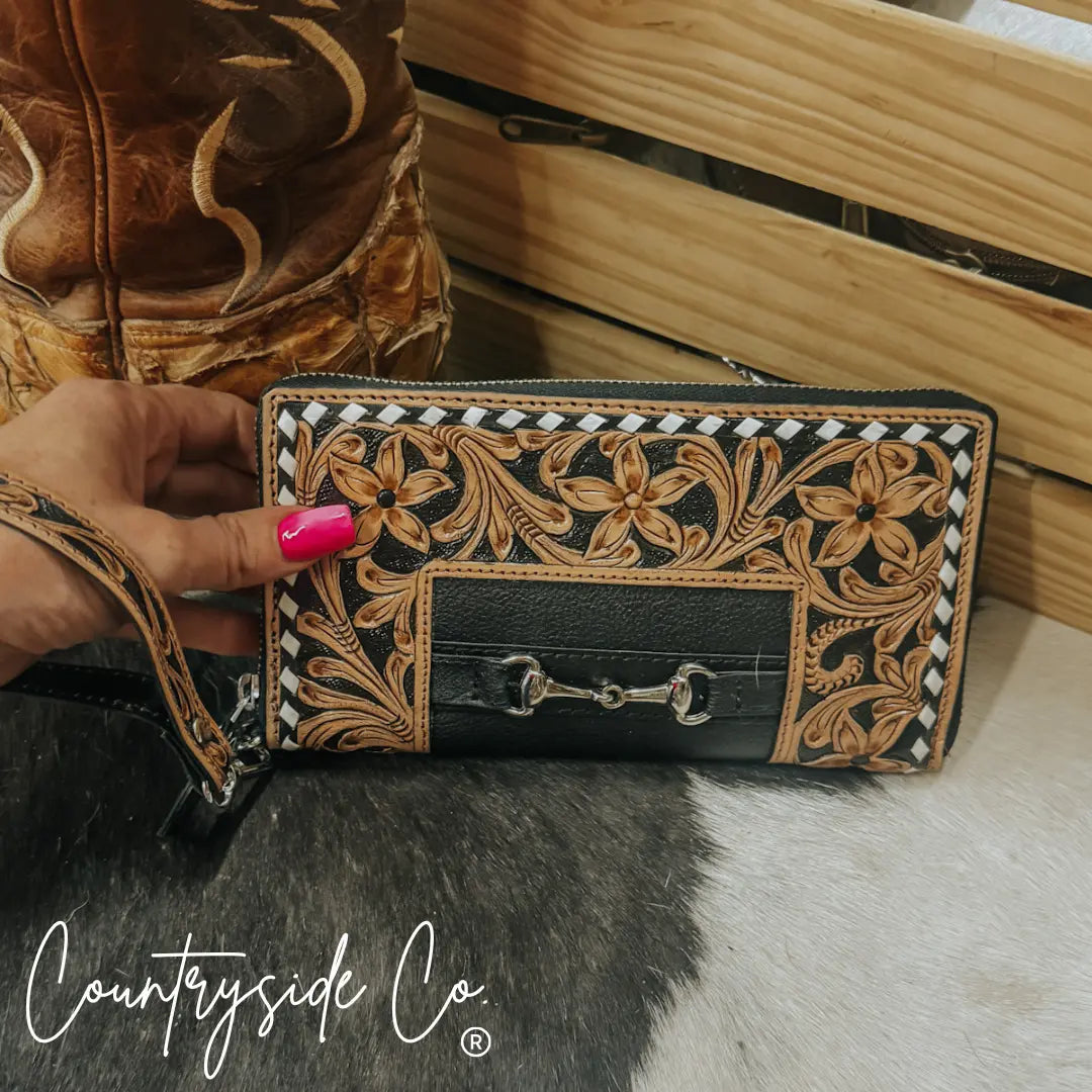 Bridle Belle Tooled Leather Wallet Countryside Co.