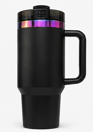 Black Rainbow 40oz Stainless Steel Tumbler with Handle