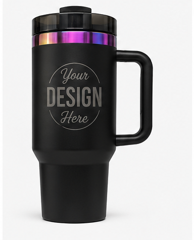 Black Rainbow 40oz Stainless Steel Tumbler with Handle