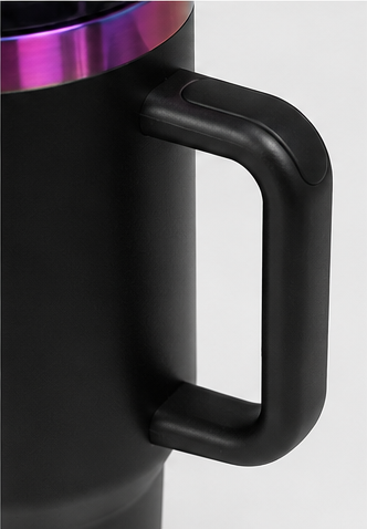 Black Rainbow 40oz Stainless Steel Tumbler with Handle