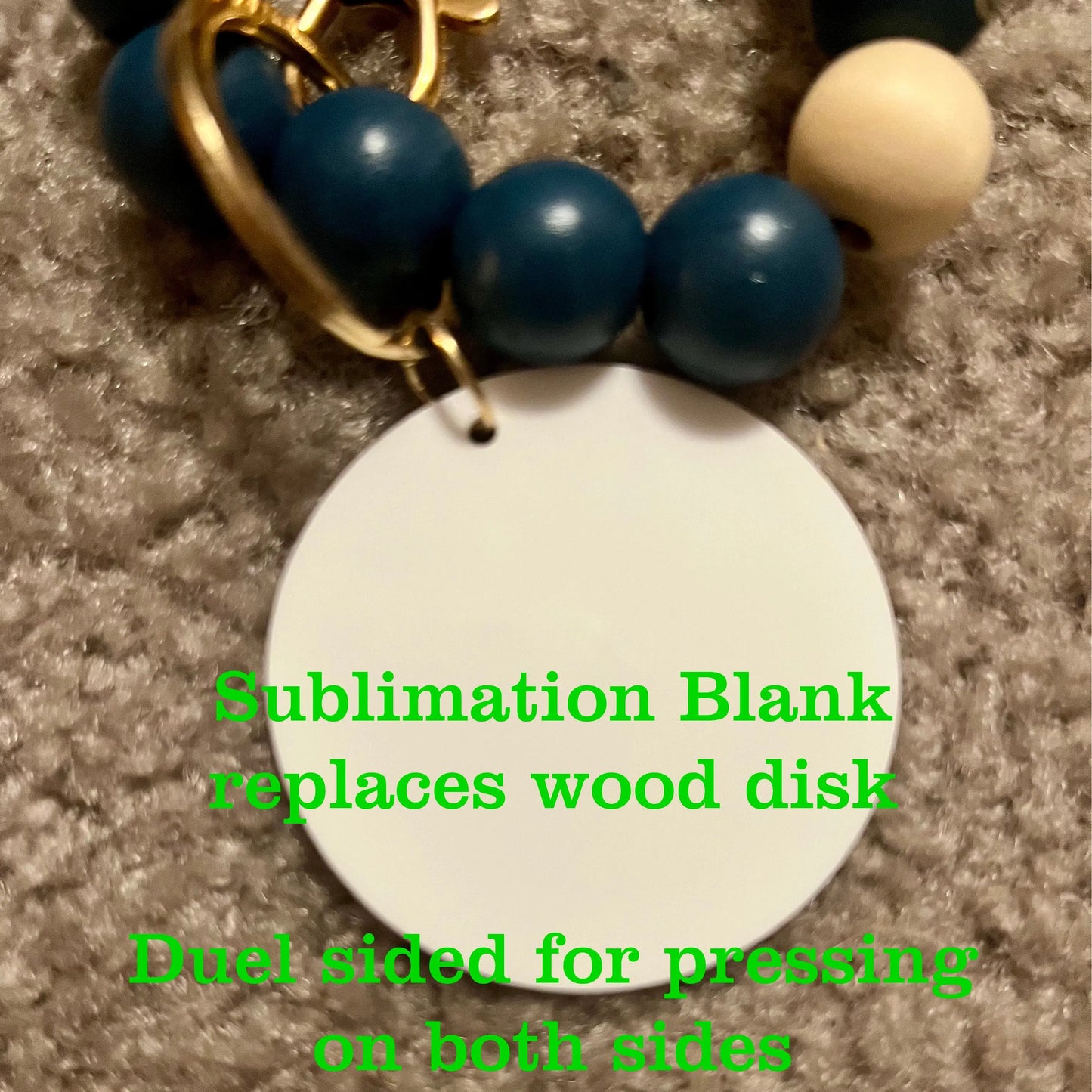 American Flag Beaded Bracelet Keychain: Engraved Wood Disk & Tassel Handmadeohio