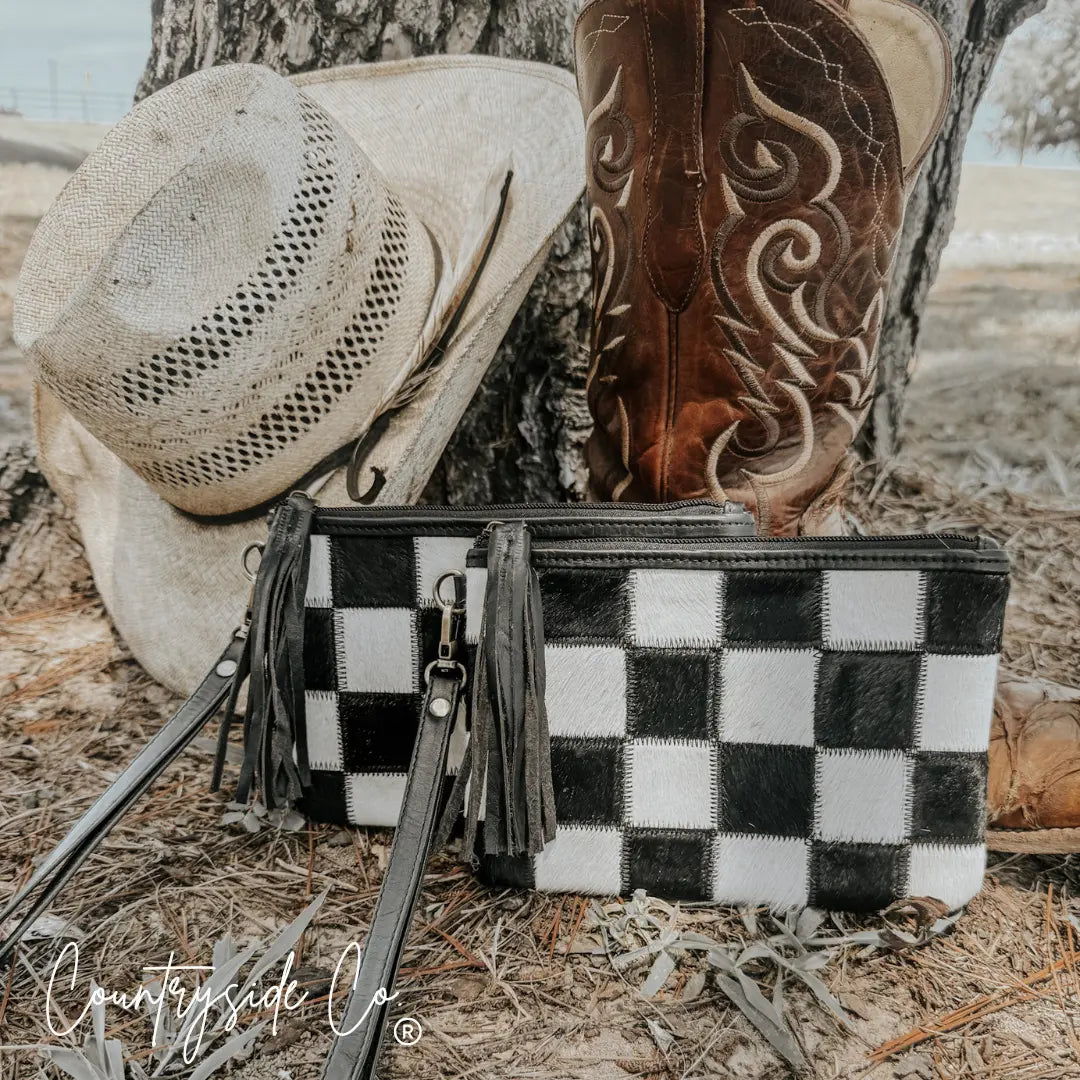 Stockyard Checkered Cowhide Wristlet Countryside Co.