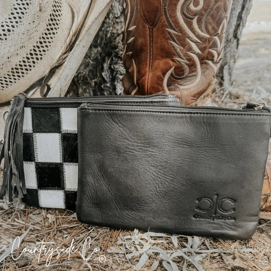 Stockyard Checkered Cowhide Wristlet Countryside Co.