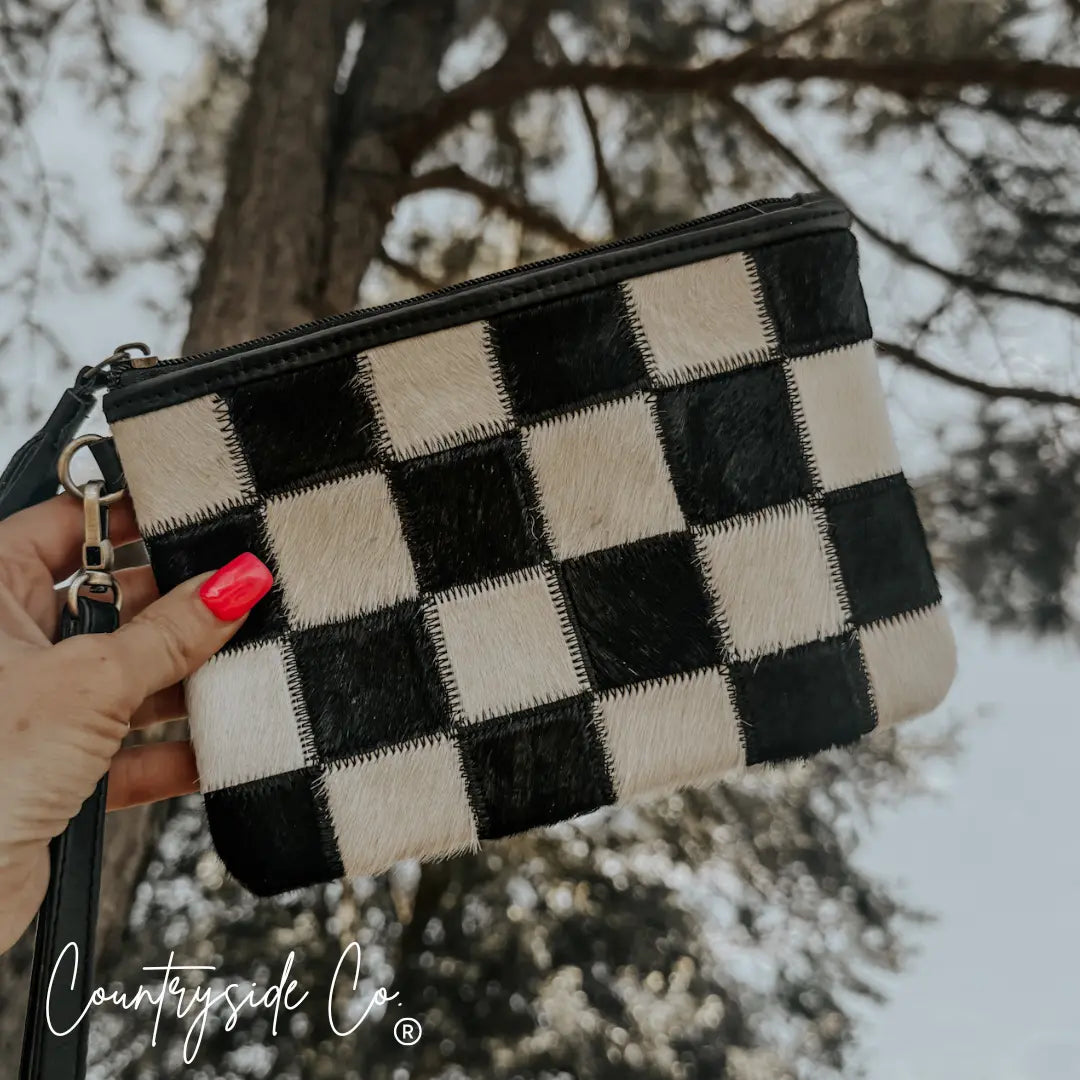 Stockyard Checkered Cowhide Wristlet Countryside Co.